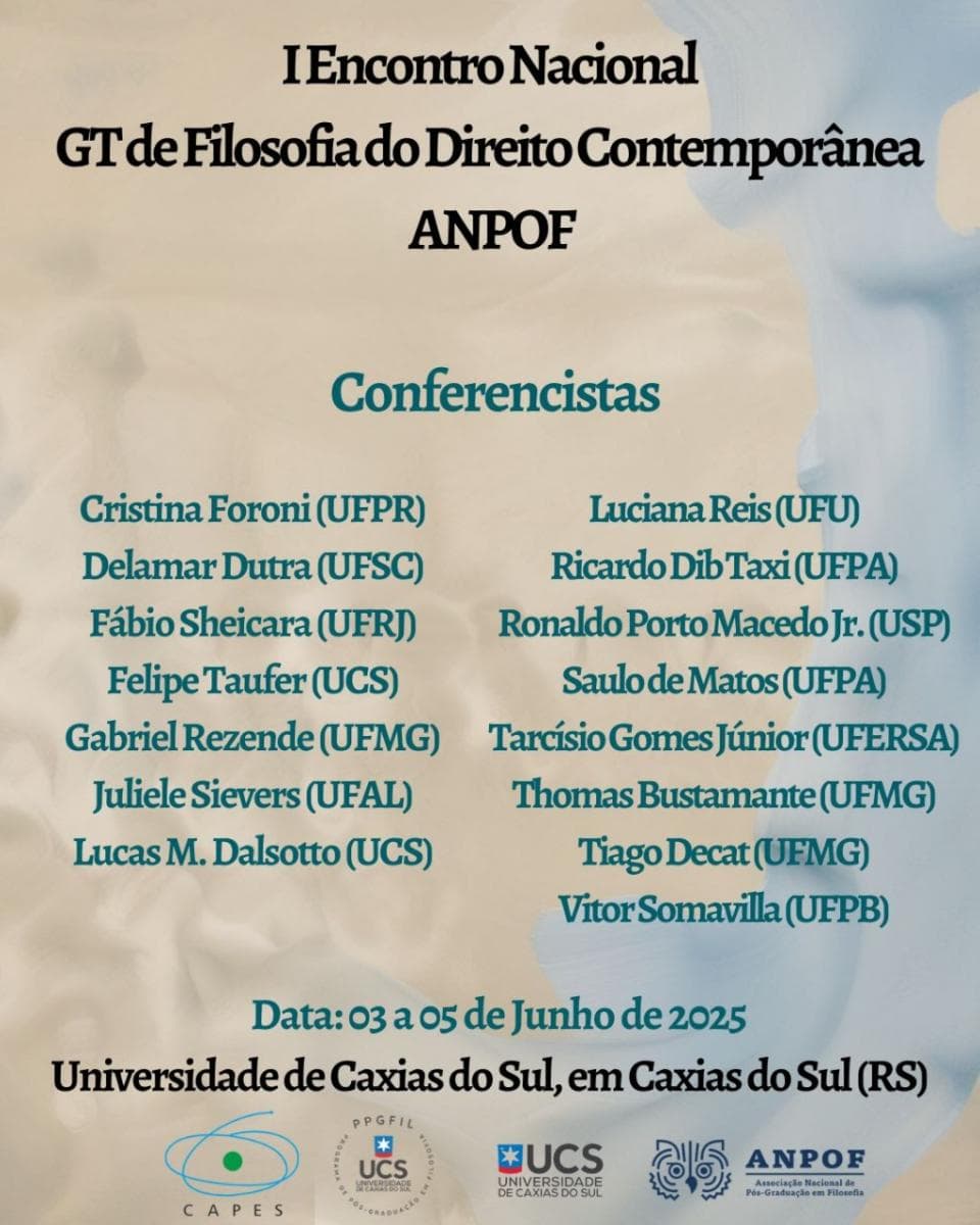I Encontro Nacional do Grupo de Trabalho de Filosofia do Direito Contemporânea (ANPOF)