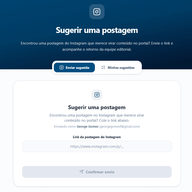 Acesse o formulário de envio