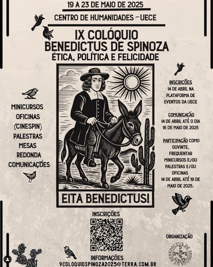 IX Colóquio Benedictus de Spinoza: Ética, política e Felicidade