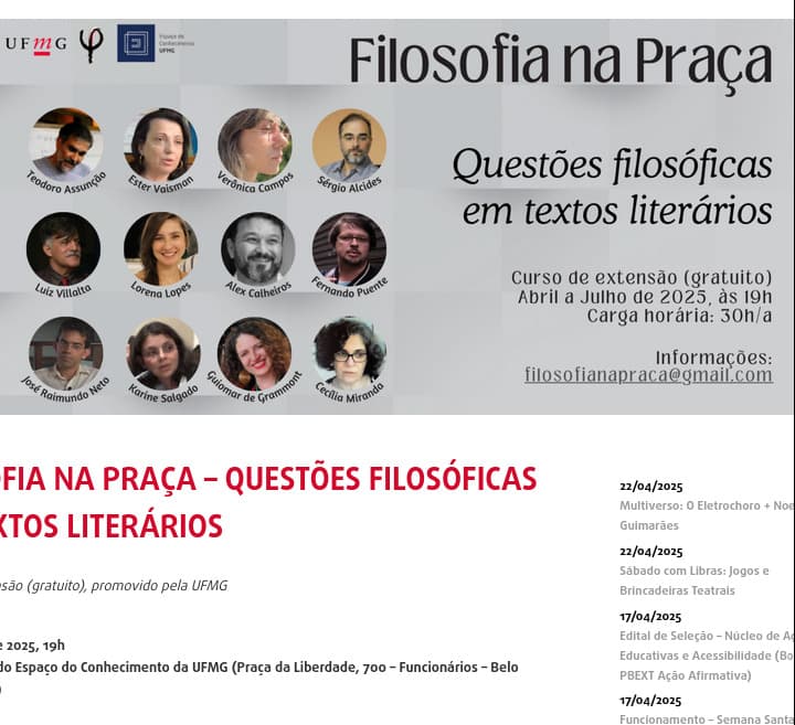Filosofia na Praça – Questões filosóficas em textos literários