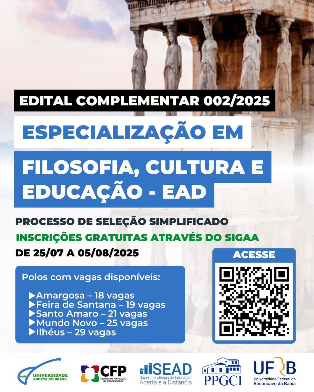 Especialização em Filosofia, Cultura e Educação na modalidade EAD